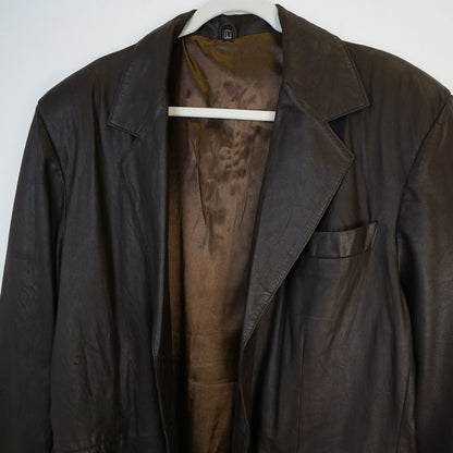Vintage brown leather Blazer Men Size L oversized