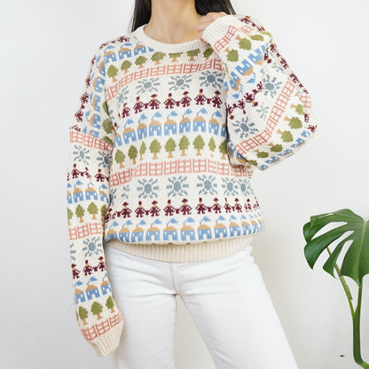 Vintage cotton Pullover size L colorful