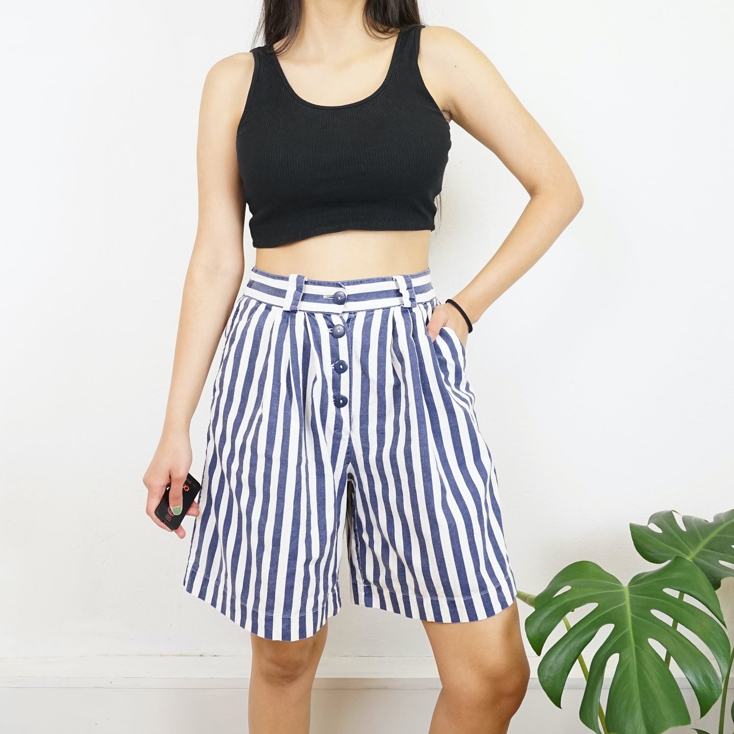 Vintage stripes Shorts Size S-M blue