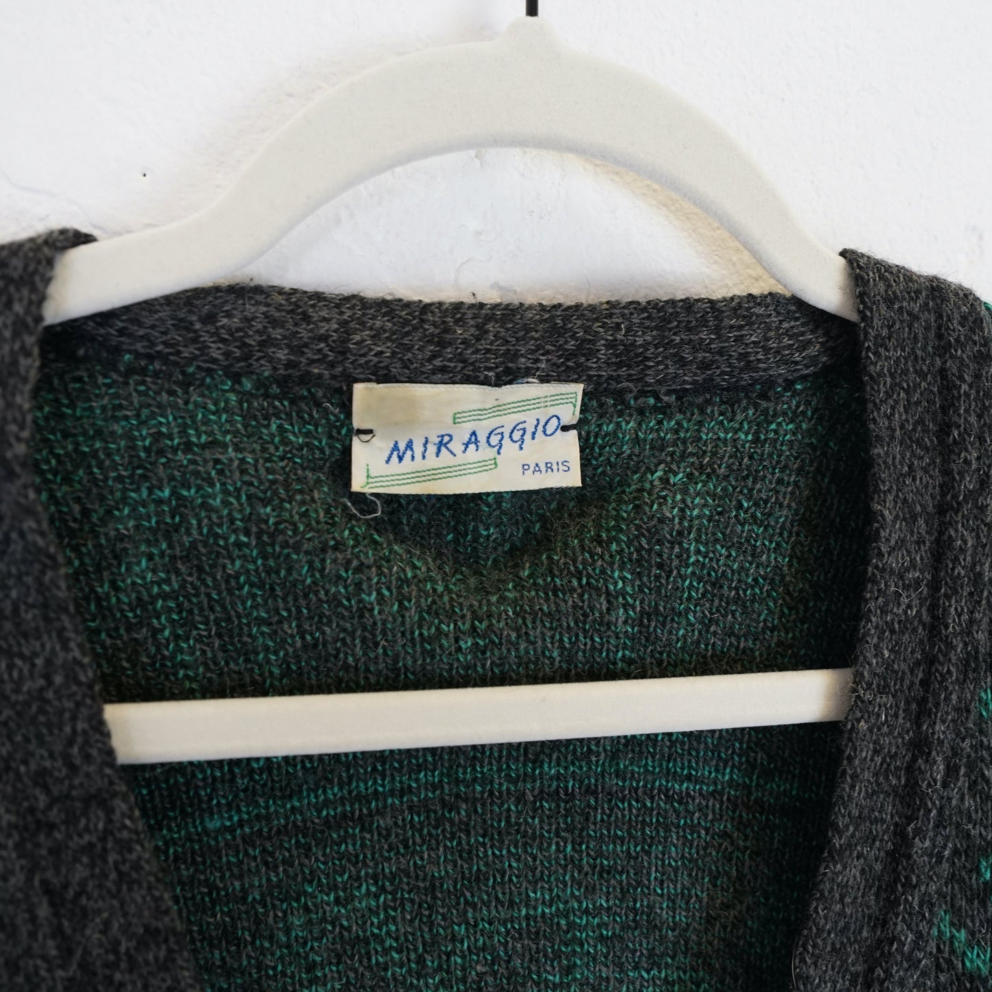 Vintage wool mix cardigan men size L green