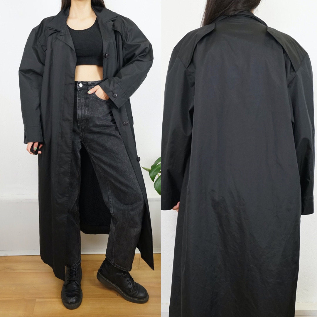 Vintage black Trench Coat Size M-L