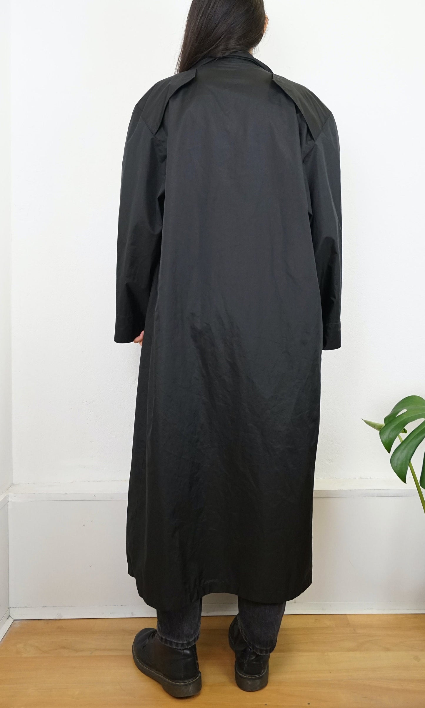 Vintage black Trench Coat Size M-L
