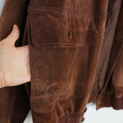 Vintage brown Suede Jacket Men Size L