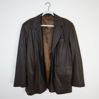 Vintage brown leather Blazer Men Size L oversized