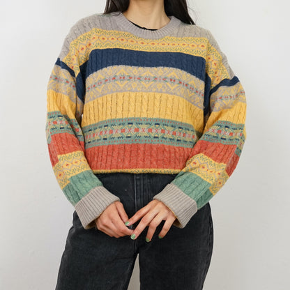 Vintage Pullover size L colorful wool mix