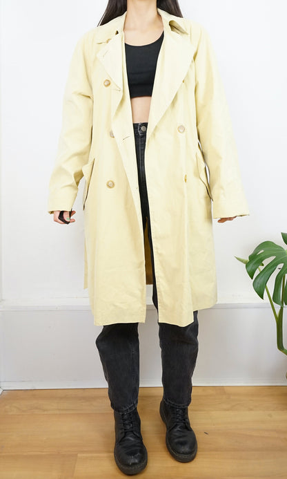 Vintage light yellow Trench Coat Size M