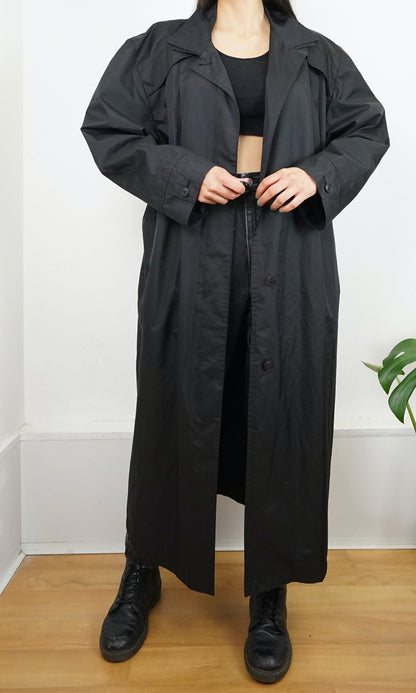 Vintage black Trench Coat Size M-L