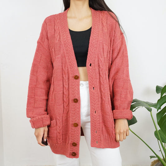 Vintage pink cardigan size XL