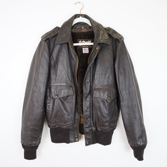 Vintage Biker Leather Jacket Size M teddy lining
