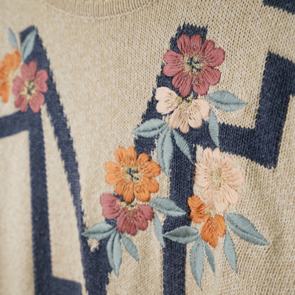 Vintage cream floral Pullover Size L