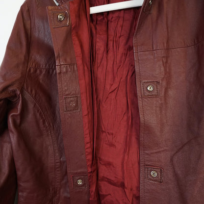 Vintage burgundy leather coat Size M