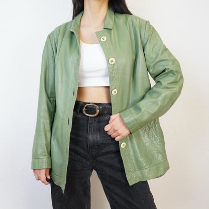 Vintage green leather jacket Size S