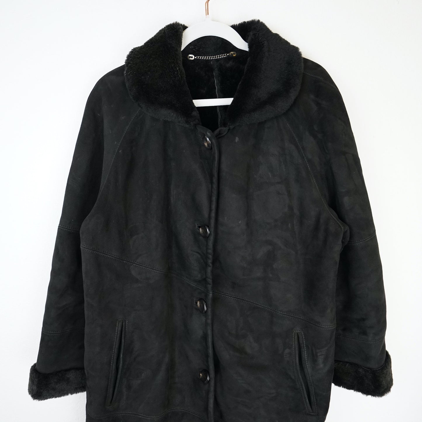 Vintage Shearling Jacket Size L black