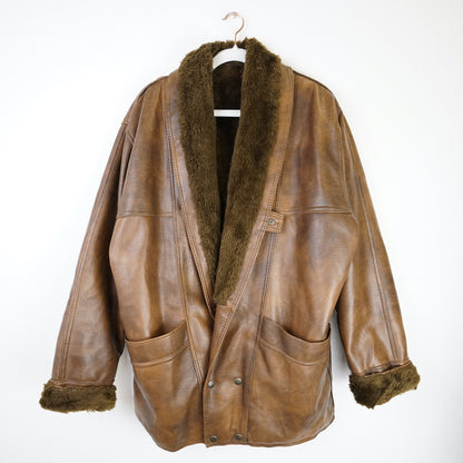 Vintage Shearling Jacket men Size L-XL
