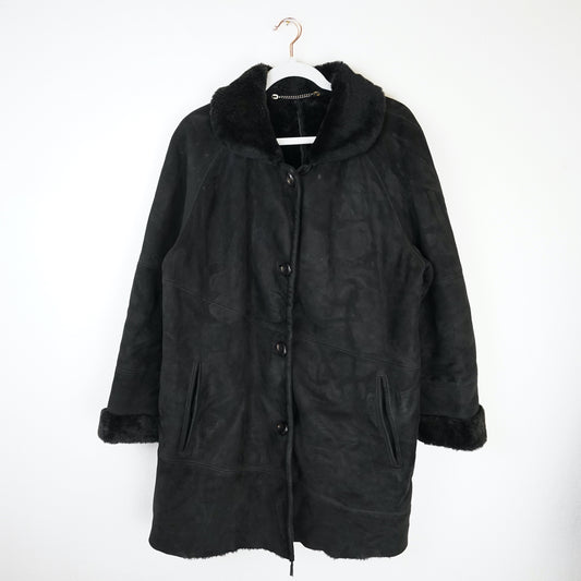 Vintage Shearling Jacket Size L-XL black
