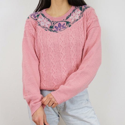 Vintage pink knit Pullover Size M-L