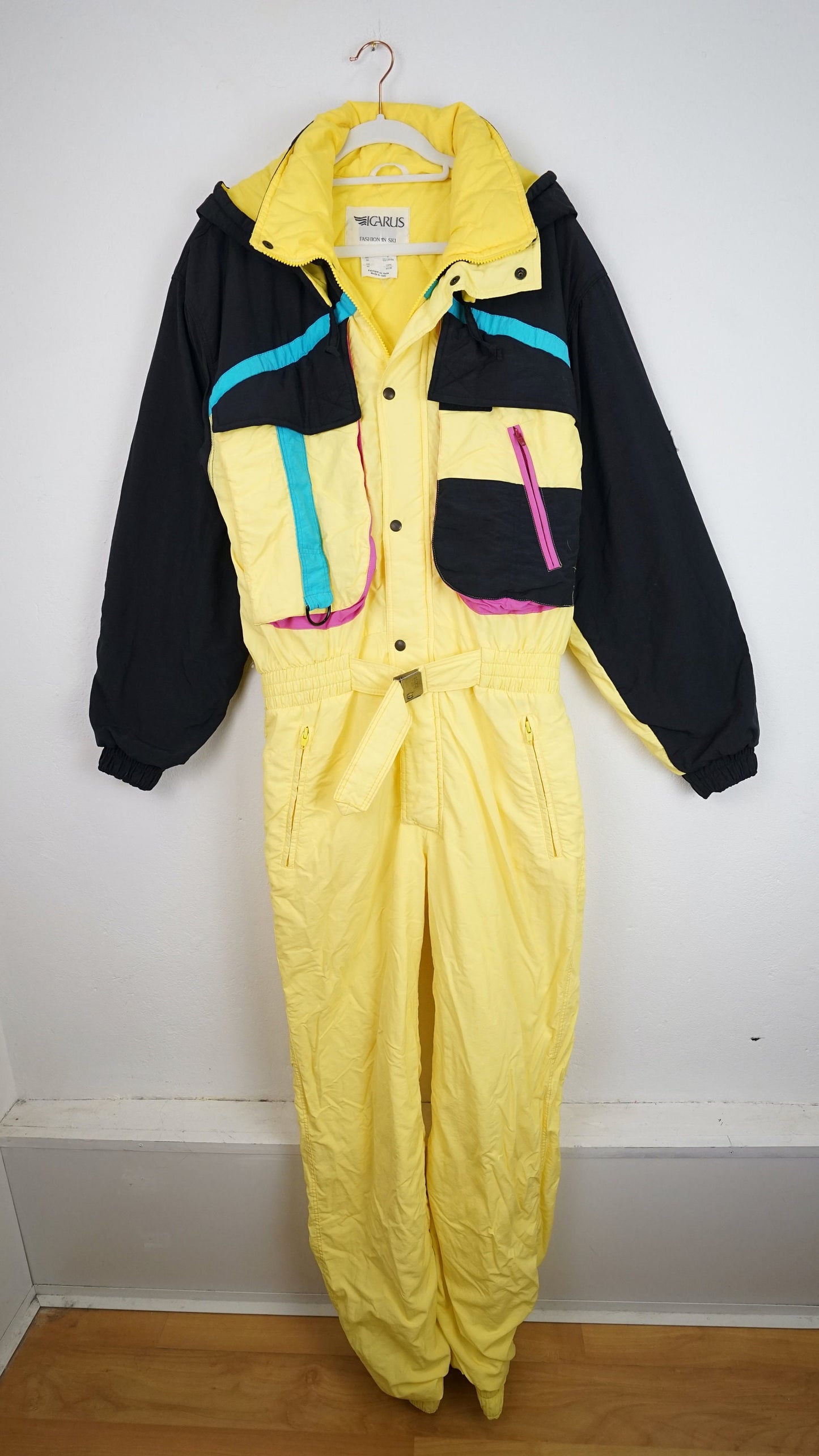 Vintage yellow black Ski Suit men size M