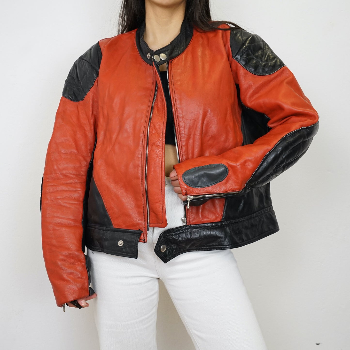 Vintage Biker Racing Leather Jacket Size M-L