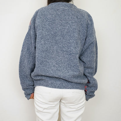 Vintage v neck Pullover Size L wool mix