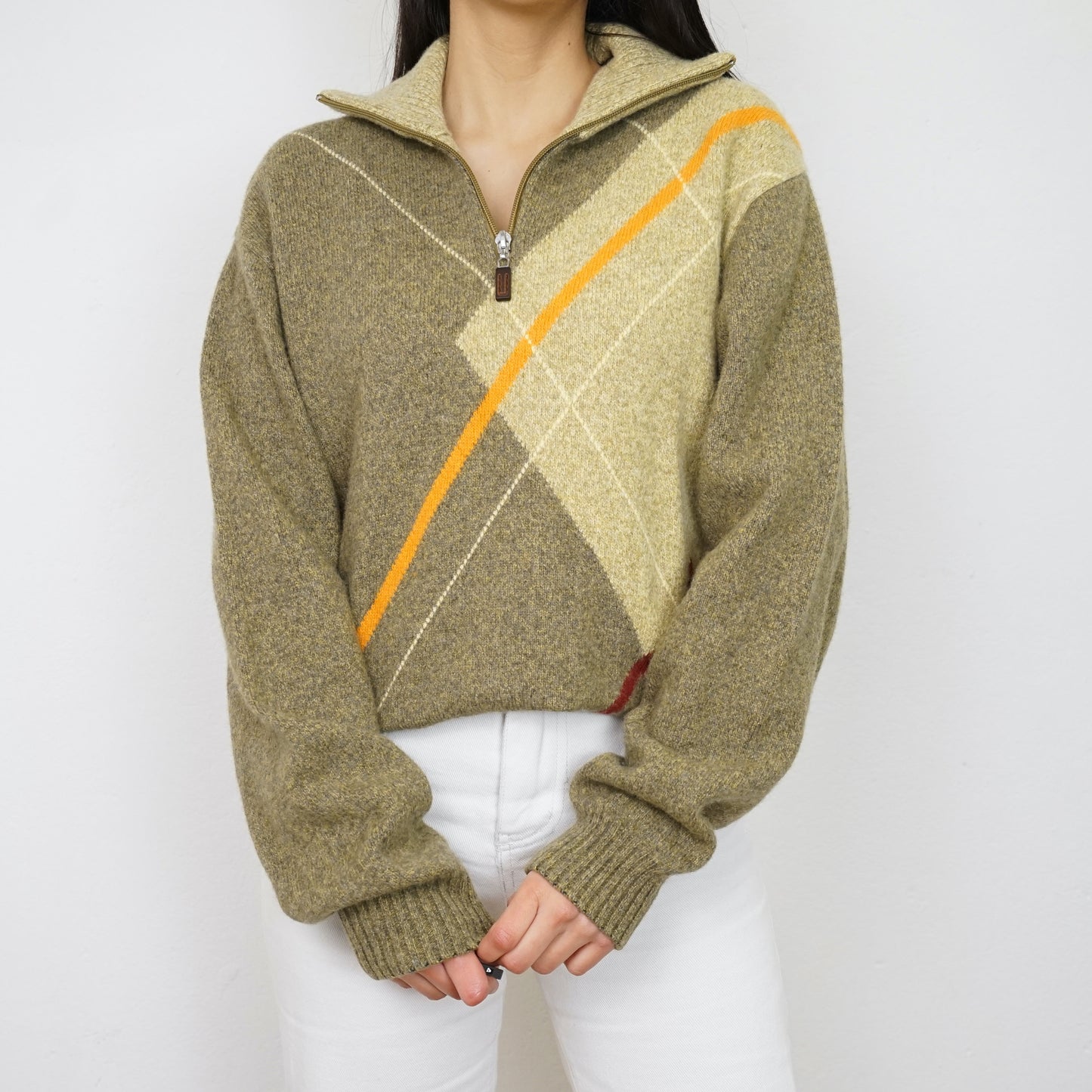 Vintage quarter zipper Pullover Size L wool mix