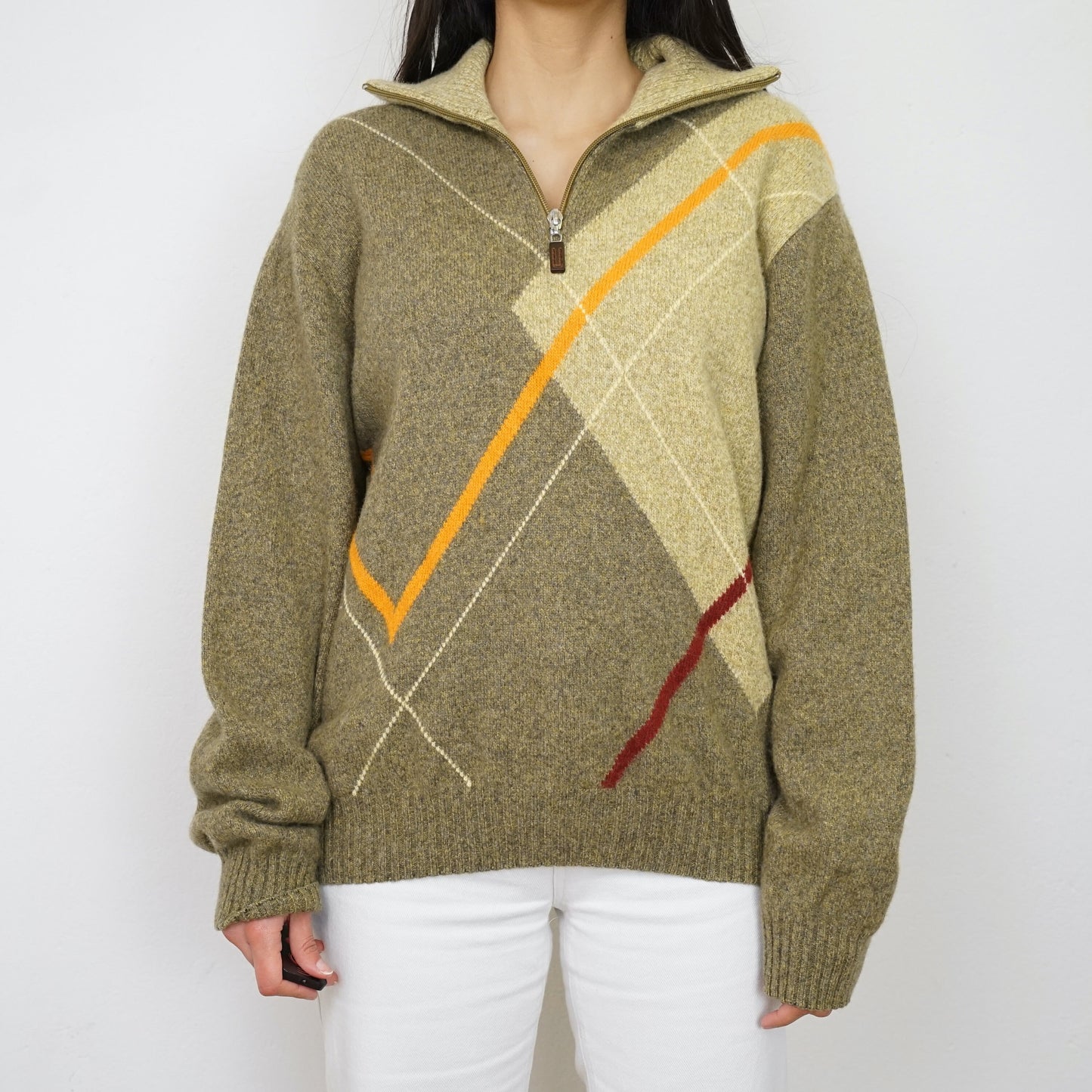 Vintage quarter zipper Pullover Size L wool mix