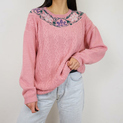 Vintage pink knit Pullover Size M-L