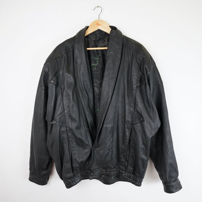 Vintage 80s leather bomber Jacket Size L