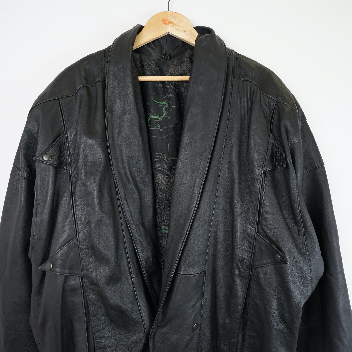 Vintage 80s leather bomber Jacket Size L
