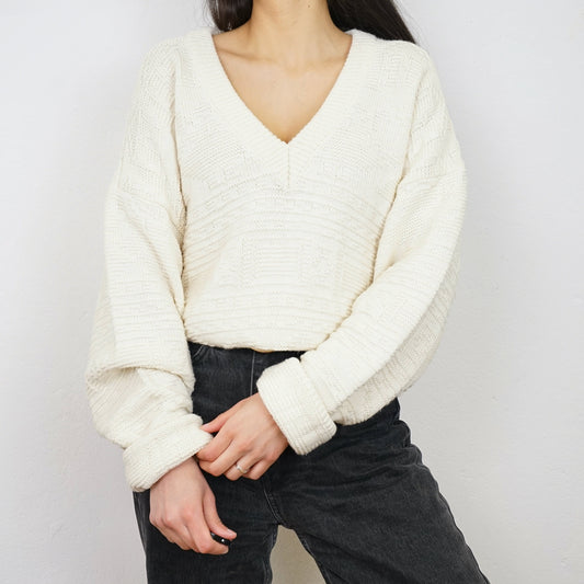 Vintage cream wool mix Pullover Size L