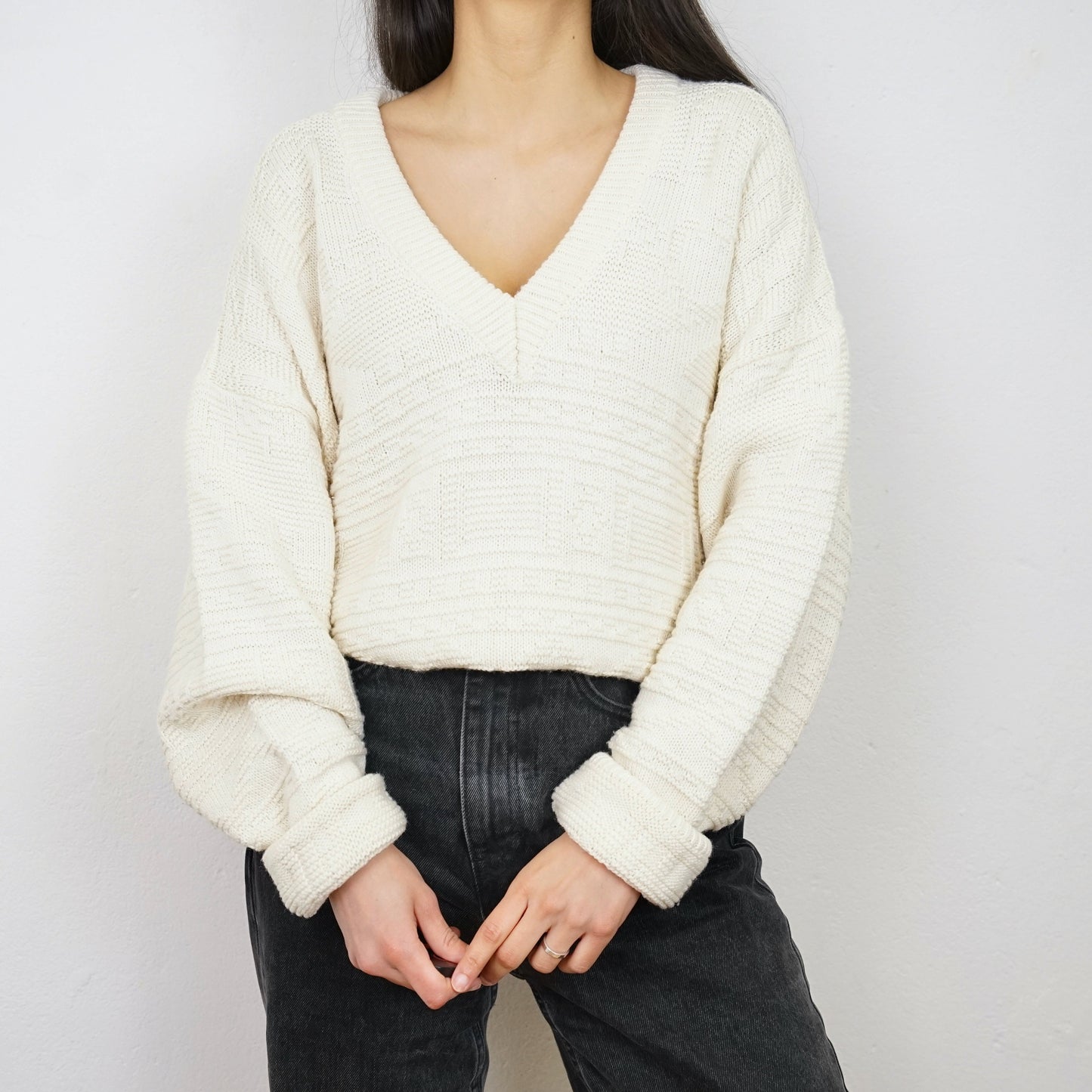 Vintage cream wool mix Pullover Size L