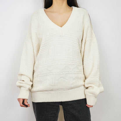 Vintage cream wool mix Pullover Size L