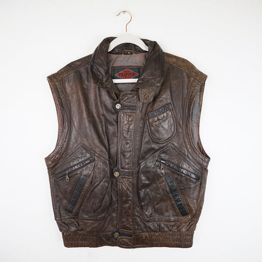 Vintage biker leather Vest men Size M